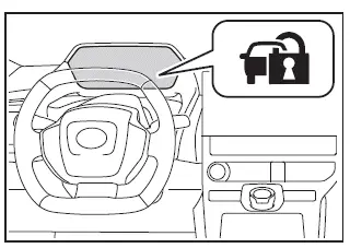 Subaru Solterra alarm system indicator light showing active security mode