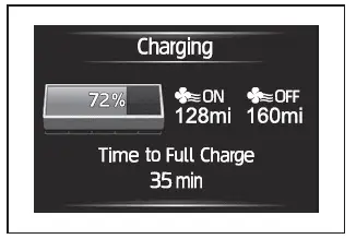 Subaru Solterra charging status screen showing time remaining and battery level