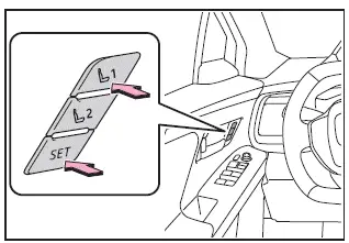 Subaru Solterra driving position memory set button and memory keys