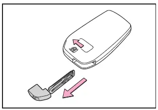 Subaru Solterra electronic key removing mechanical key release button