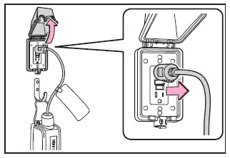 Subaru Solterra storing AC charging cable properly after unplugging