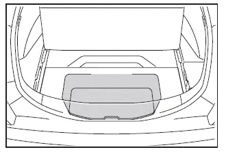 Subaru Solterra underfloor storage tray access under deck board