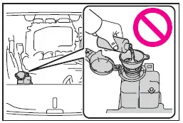 Subaru Solterra coolant type recommendation and system warning illustration