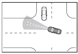 Subaru Solterra PCS detecting pedestrian or cyclist overtaking from rear during turn