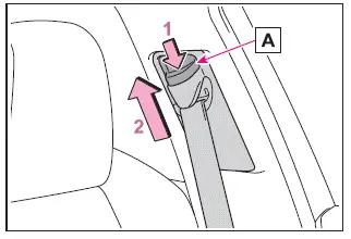 Subaru Solterra seat belt shoulder anchor height adjustment control