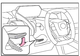 Subaru Solterra steering wheel adjustment lever release step